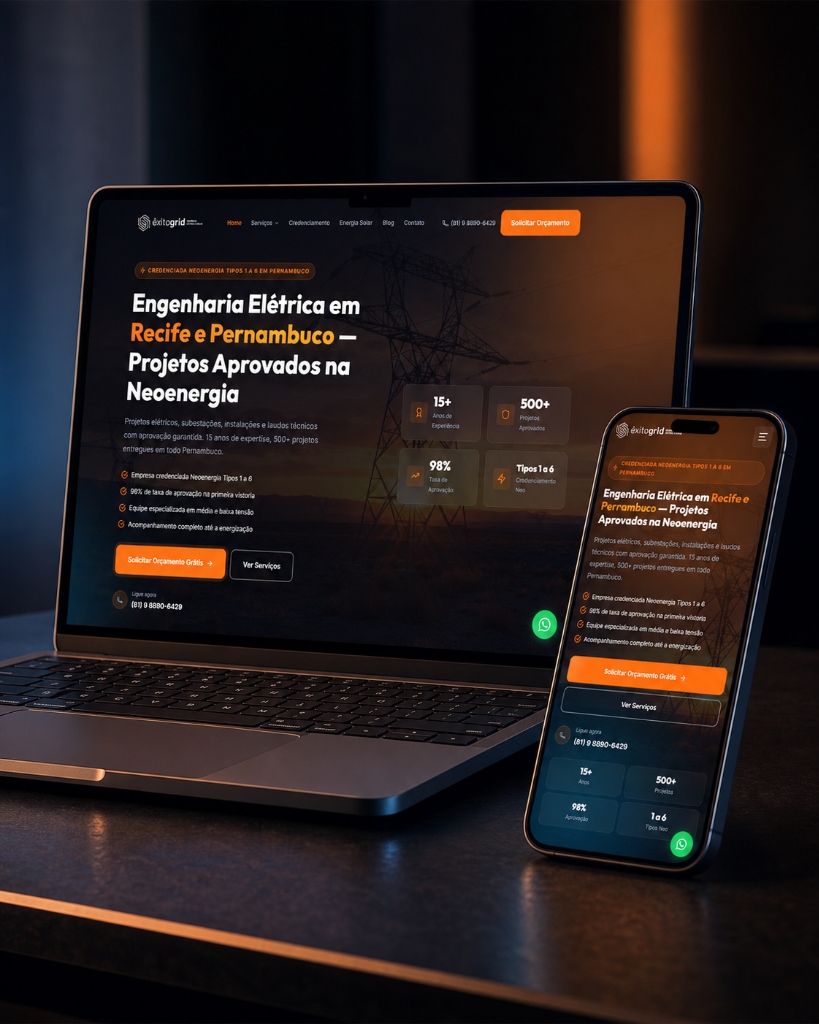 Site Institucional Êxitogrid - Engenharia Elétrica